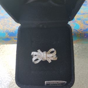Brand New Sterling Silver CZ Bow Ring